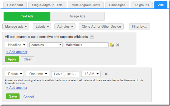 Ad rules options thumbnail